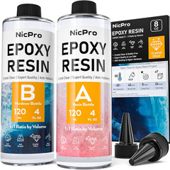 8 Ounce Crystal Clear Epoxy Resin Kit, Food Safe DIY Starter Epoxy Resin for Art