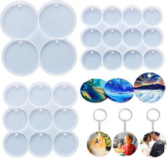 Resin Molds Silicone 25-Cavity Set of Large + Medium + Small Shiny Flat Circle S
