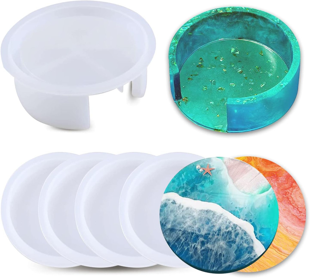5PCS Resin Coaster Molds – round Silicone Casting Molds for Epoxy Resin Coaster