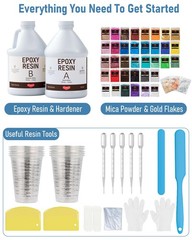 2 Gallon Epoxy Resin Kit with 36 Colors Mica Powder, Gold Foil, Cups & Stick,…