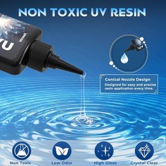UV Resin 300G, Crystal Clear UV Resin Glue – No-Yellowing, Hard Type, Low Viscos