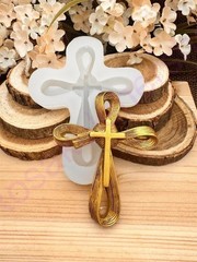 Golden bow Cross handmade silicone mold for crafts