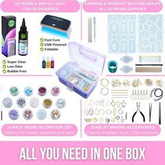 Vibrant UV Resin Jewelry Making Kit with Lamp & Accessories – Ideal Holiday Gift