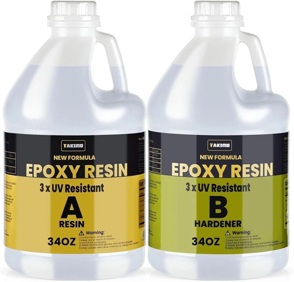 68OZ 3×UV Resistant Resin Kit,No Bubble & Crystal Clear Epoxy Resin for Coating,