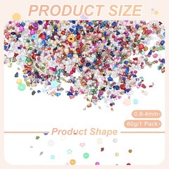 Nail Art Crushed Stone, 60g 0.8-4mm Nail Gems and Bubble Beads, Multicolor
