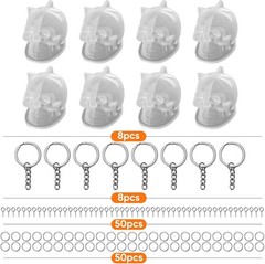 Set of Large + Medium + Small 3D Skull Resin Molds, Flexible Clear Silicone Skul