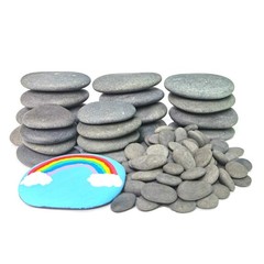 120PCS hand-selected smooth, flat rocks in assorted small, medium, and tiny size