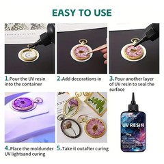 UV Resin Kit 300G, Crystal Clear Self Defoaming UV Epoxy Resin Set, High Hardnes