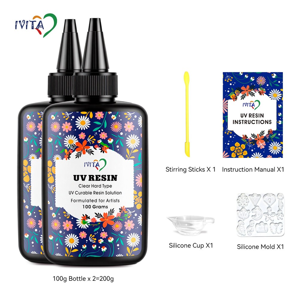 IVITA 300g Clear UV Resin Hard High Gloss UV Cure Epoxy Resin Crystal Premixed