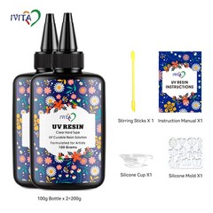 IVITA 300g Clear UV Resin Hard High Gloss UV Cure Epoxy Resin Crystal Premixed