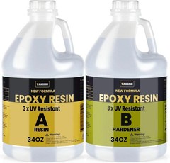 68OZ 3×UV Resistant Resin Kit,No Bubble & Crystal Clear Epoxy Resin for Coating,