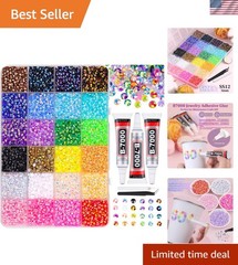 Shimmering 34000 Pcs Resin Rhinestones with B7000 Adhesive for Crafting Magic
