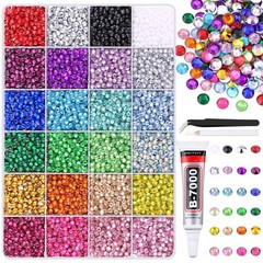 12600Pcs Multicolor 4mm Flatback Resin Rhinestones for Crafting with 1 B7000