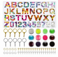 73-Piece Alphabet & Number Resin Silicone Molds – DIY Epoxy Keychain Making Kit