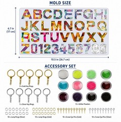 73-Piece Alphabet & Number Resin Silicone Molds – DIY Epoxy Keychain Making Kit