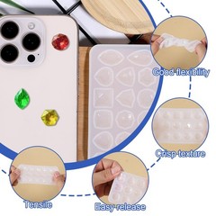 4 Pcs Gemstone Silicone Mold Resin Jewelry Molds Gem Jewelry Casting Mold Small