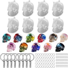 Set of Large + Medium + Small 3D Skull Resin Molds, Flexible Clear Silicone Skul