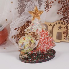 2 PCS Silicone Resin Mold 3D Christmas Tree + Chain + Base Decorations DIY Kit