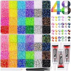 30000 Pcs Multicolor Resin Rhinestones Kit – 3mm & 4mm Flatback Gems + B7000 Glu