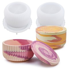 2Pcs Large Jar Resin Mold with Lid Silicone Resin Box Mold Cylinder Container…