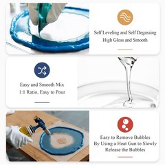 Epoxy Resin 32oz Crystal Clear Not Yellowing Self Leveling Casting Kit Shabebe