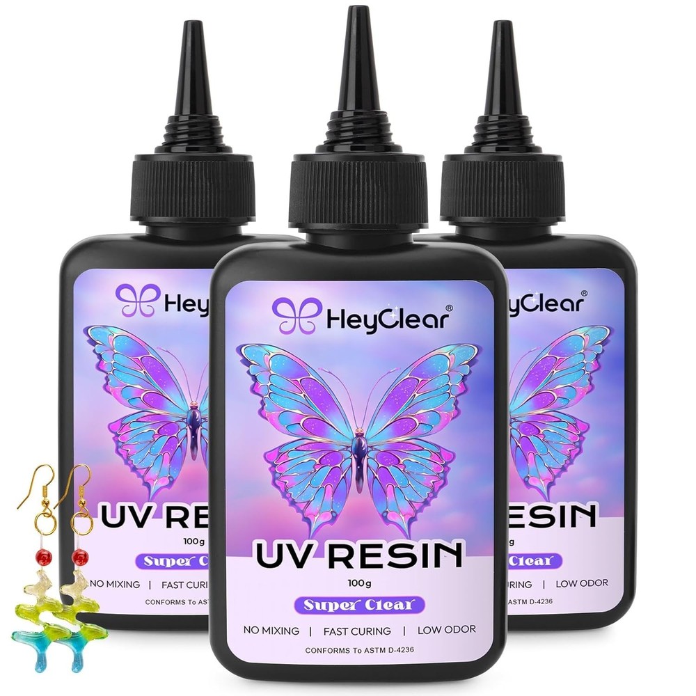 300g UV Resin Kit Super Clear Hard Fast Cure Low Odor Jewelry DIY Crafts