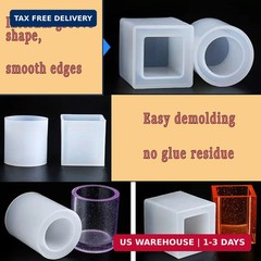 Markeny 3 Pack DIY Resin Pen Holder Plant Mold Hexagon Cube Cylinder Epoxy Resin