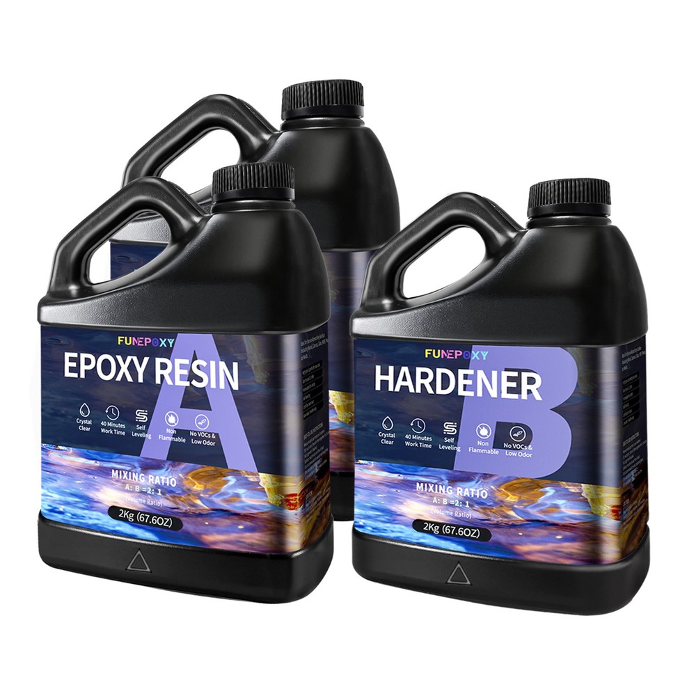 FUNEPOXY Epoxy resin set 2:1 Crystal-96OZ/1.5 Gallon/3 Gallon Kits