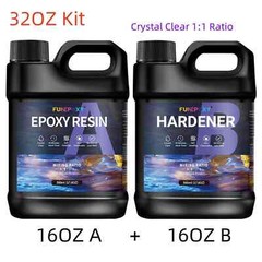 Crystal Clear Epoxy Resin 1L/32OZ Kit – Self-Leveling – Fast Cure 1:1 AB 2 Part