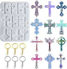 Cross Resin Mold, Silicone Cross Molds Kit Set for Keychain Bracelet Earrings Ne