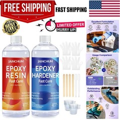 Crystal Clear Epoxy Resin Kit 16oz, Bubble-Free, Anti-Yellowing, Self Levelin…