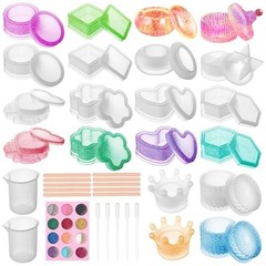 46 Pcs Resin Jar Molds with Lids – Silicone Storage Box for DIY Crafts & Jewelry