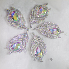 50 Pcs 38Mm Feather Resin Accessories Flatback Rhinestone,For Tumblers, Bottles,