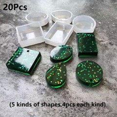 20pcs Epoxy Resin Casting Molds Silicone Mould for DIY Jewelry Pendant Making