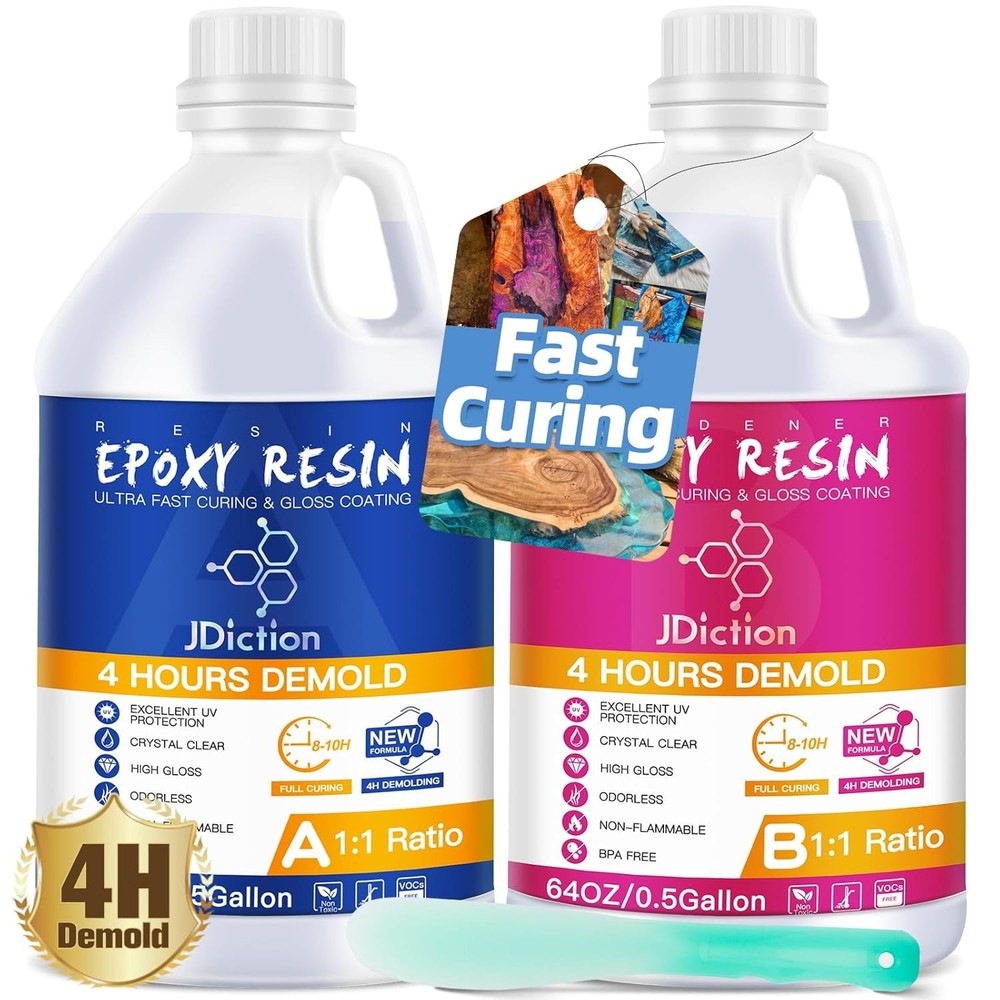 Fast Cure Epoxy Resin 1Gallon 4 Hours Demold Epoxy Resin Kit Crystal Clear