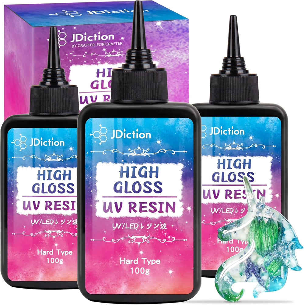 Jdiction UV Resin, 300G High Gloss UV Resin Clear Solar Cure Sunlight Activated