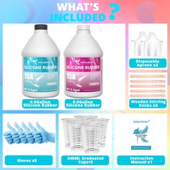 Silicone Mold Making Kit, 15A Liquid Silicone 1 Gallon, Translucent Clear Mol…