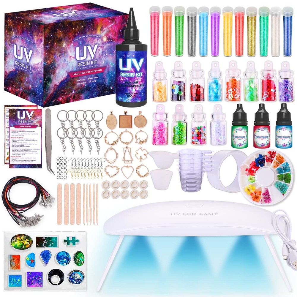 UV Resin Jewelry Making Kit with Silicone Molds UV Light,DIY Kits Jewelry Bra…