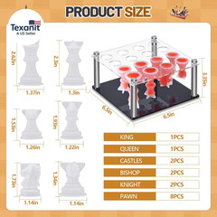 DIY Kit Include 1 Chess Piece Holder Metal and 16 Silicone Chess Molds for Epoxy