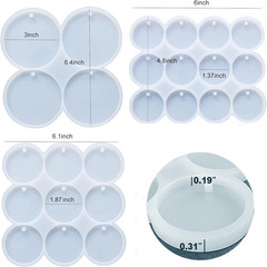 Resin Molds Silicone 25-Cavity Set of Large + Medium + Small Shiny Flat Circle S