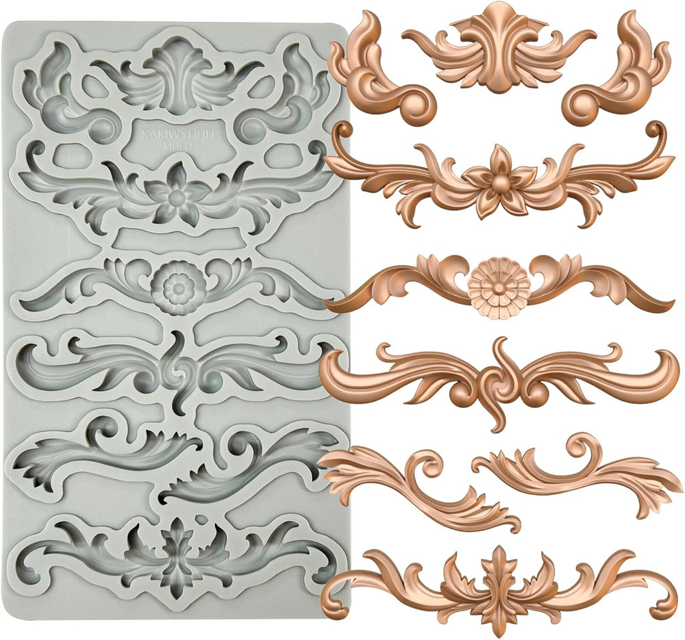 Redesign Home Decor Moulds，Style B，Baroque Curlicues Scroll Lace，Sculpted Decora