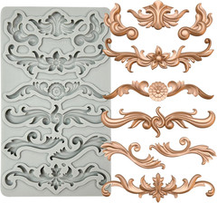 Redesign Home Decor Moulds,Style B,Baroque Curlicues Scroll Lace,Sculpted Decora