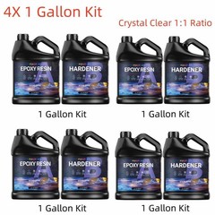 4X 1 Gallon Kit – Crystal Clear Epoxy Resin 1:1 – DIY Art Craft (Bluk 4 Gallons)