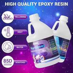 Aicool Clear Self-Leveling Resin Hardener Gallons Crystal Transparent Finish NEW