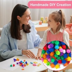 200PCS Glitter Pom Pom Balls Multicolor Fluffy Craft Pompoms DIY Decors 0.59in