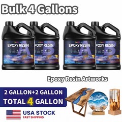 Bulk 4 Gallon Epoxy Resin 1:1 Kit Crystal Clear, UV Resistant, Self Leveling