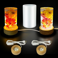 Cylinder Light Resin Mold,LED Silicone Resina Mould with 2 Pcs USB Powered Woode
