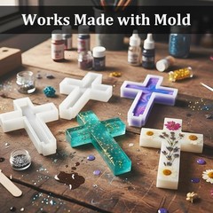 5″ Cross Silicone Mold with Base for Epoxy Resin DIY Concrete Clay Crafts