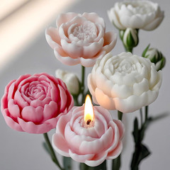 Tulip Flower Succulent Peony Half Open Rose Bud Cylinder Candle & Resin Mold – R