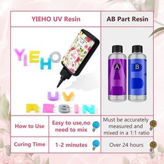 YIEHO 300g UV Resin,Upgraded Hard Type Crystal Clear Epoxy Resin 300g,